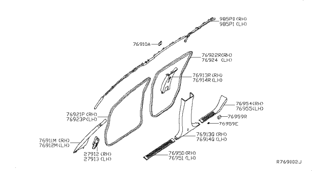 2007 Nissan Armada Plate Kick Re L Diagram for 769B7-ZC002