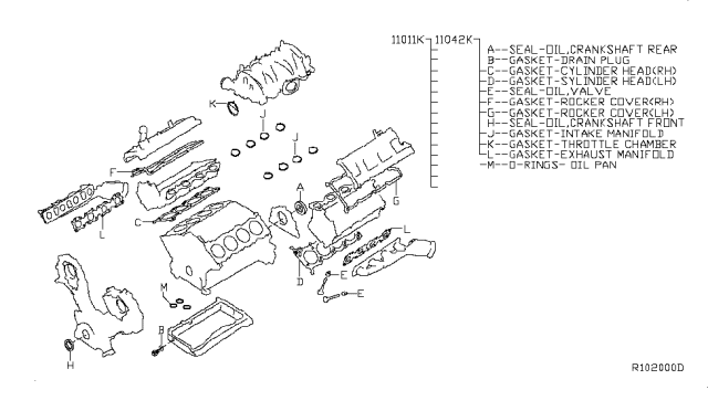 2007 Nissan Armada Gasket Kit - Engine Repair Diagram for 10101-7S025