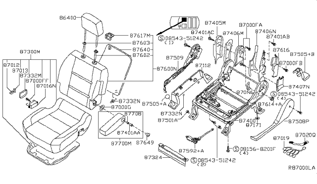 2012 Nissan Armada Front Seat Armrest Assembly Right Diagram for 87700-9GD1B