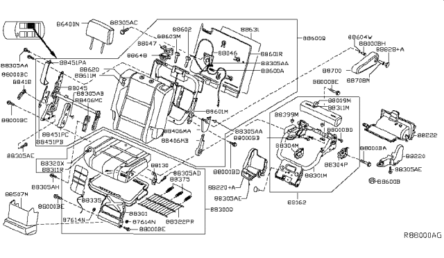 2014 Nissan Armada Trim Assy-Back,Rear Seat RH Diagram for 88620-9GE8D