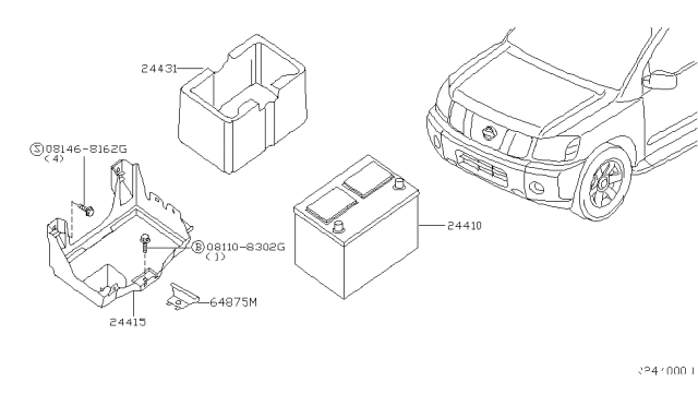 2011 Nissan Armada Cover-Battery Diagram for 24431-ZZ50A