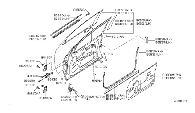 2012 Nissan Armada Front Door Panel & Fitting Diagram 2