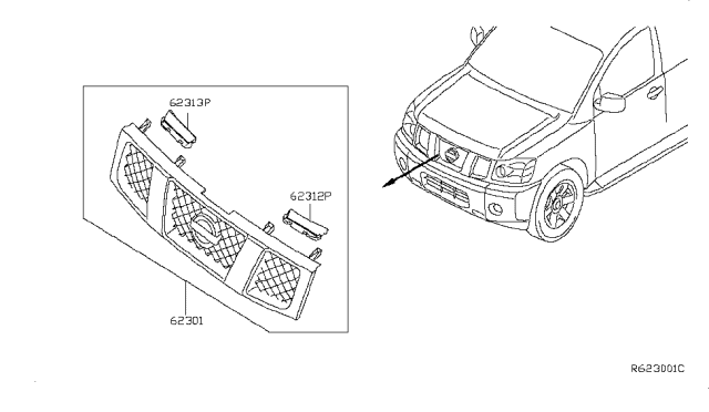 2012 Nissan Armada Front Grille Diagram 1