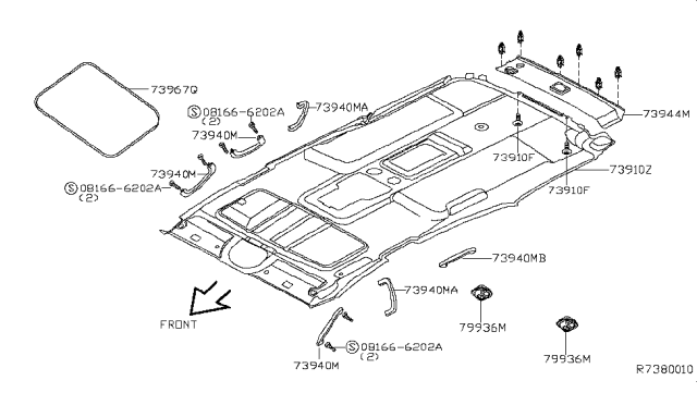 2004 Nissan Armada Roof Trimming Diagram 1