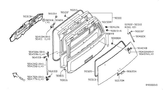 2007 Nissan Armada Bracket-Back Door,RH Diagram for 90476-7S000