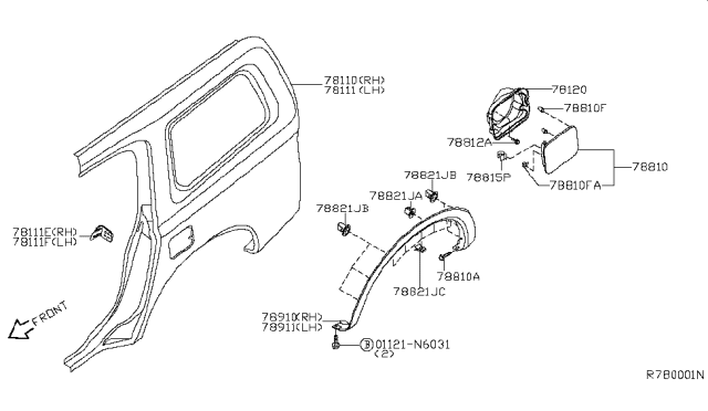 2008 Nissan Armada Lid-Gas Filler Diagram for 78830-7S030