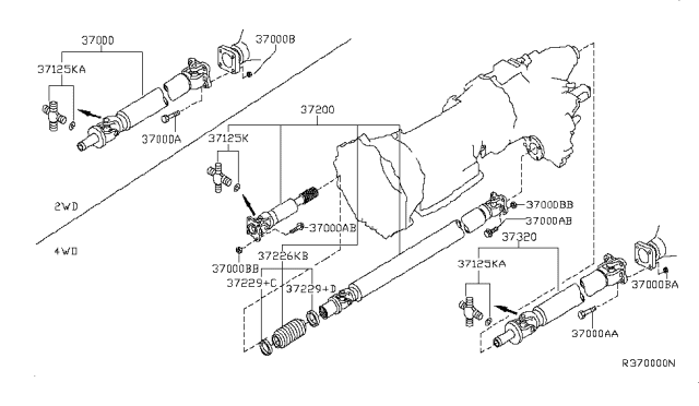 2005 Nissan Armada Shaft Rear PROPELLER Diagram for 37300-7S10B