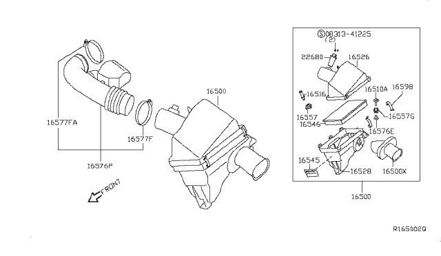 2007 Nissan Armada Air Cleaner Diagram for 16500-7S010