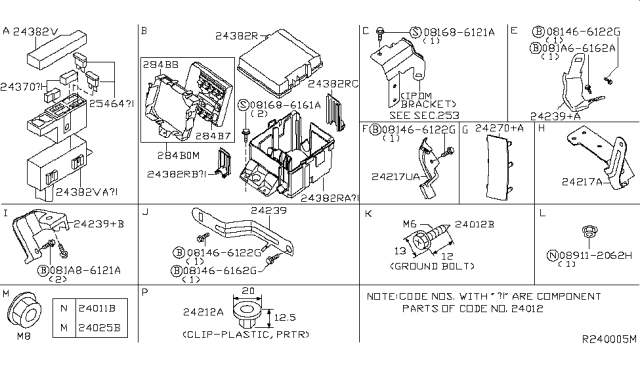 2005 Nissan Armada Cover-Relay Box Diagram for 24382-7S000