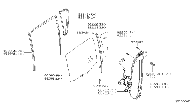 2009 Nissan Armada Rear Door Window & Regulator Diagram