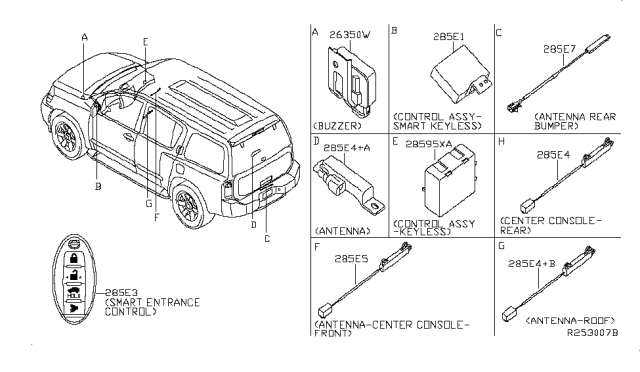 2011 Nissan Armada Switch Assembly - Smart KEYLESS Diagram for 285E3-ZQ31A