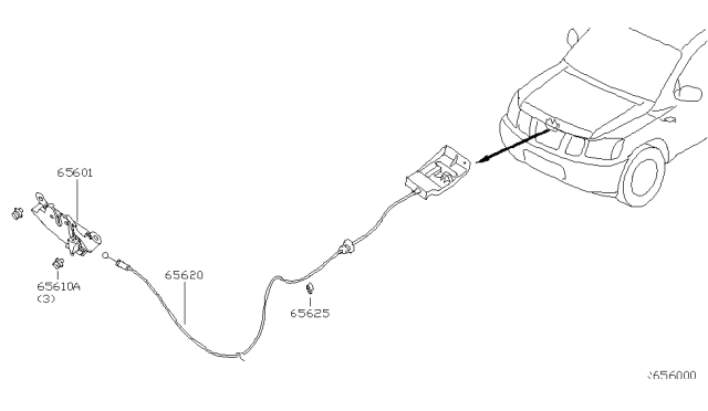 2015 Nissan Armada Cable Hood Lock Diagram for 65621-ZR00A