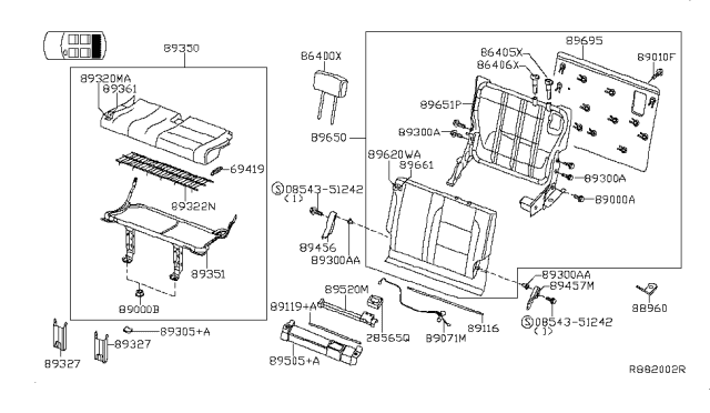 2015 Nissan Armada Frame Assembly-B Seat Back LH Diagram for 89651-ZQ30A