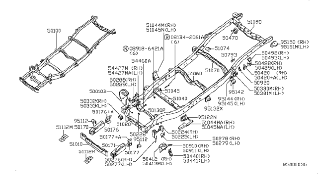 2007 Nissan Armada Extension Assembly Front Side Member RH Diagram for 50178-7S000