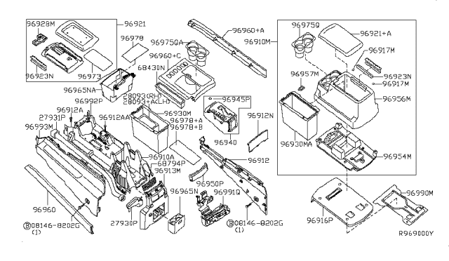 2005 Nissan Armada Coin Tray Diagram for 96925-7S000