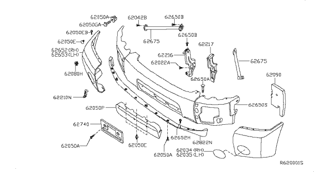 2007 Nissan Armada Bracket-Front Bumper Stay,LH Diagram for 62215-7S200