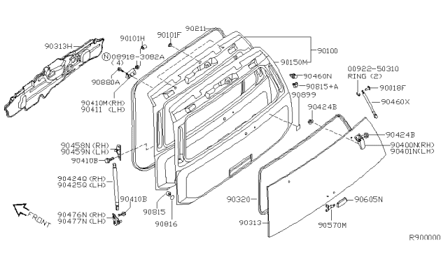 2005 Nissan Armada Stay Assembly - Back Door, RH Diagram for 90450-7S600