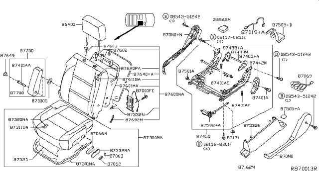 2013 Nissan Armada Cushion Assy-Front Seat Diagram for 87350-9GE4B