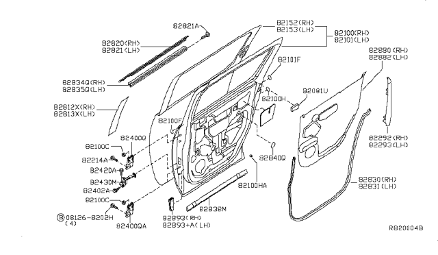 2015 Nissan Armada Screen-Seal Rear LH Diagram for 82861-9GE0B