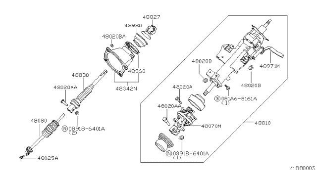 2005 Nissan Armada Steering Column Diagram 1