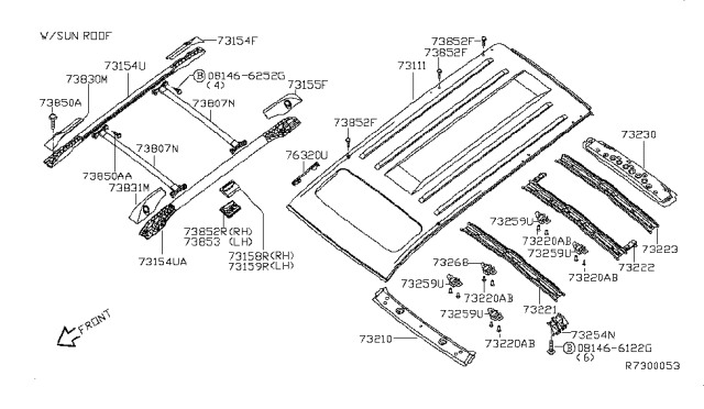 2013 Nissan Armada Roof Panel & Fitting Diagram 2