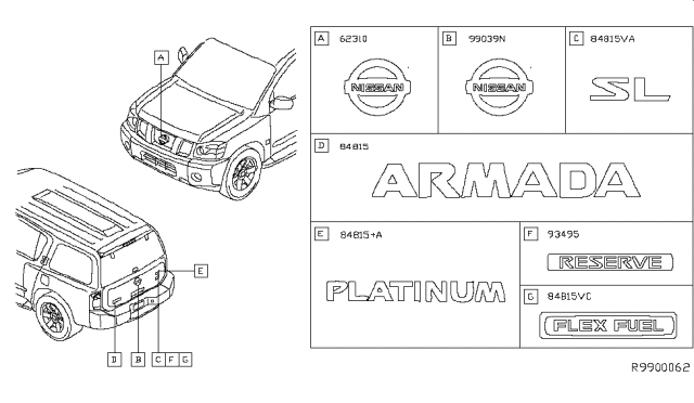 2015 Nissan Armada Emblem & Name Label Diagram 2