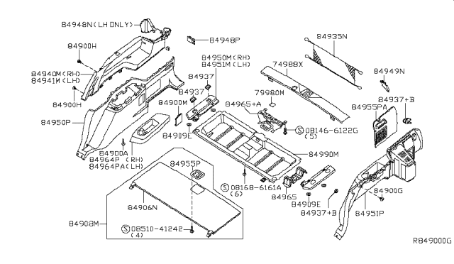 2004 Nissan Armada Trunk & Luggage Room Trimming Diagram
