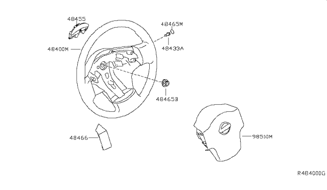 2007 Nissan Armada Steering Wheel Assembly W/O Pad Diagram for 48430-ZQ10A