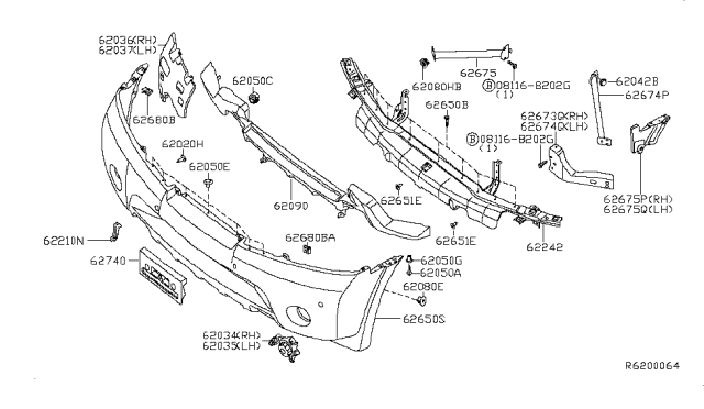 2014 Nissan Armada FINISHER-Bumper R Diagram for 62090-ZW00A