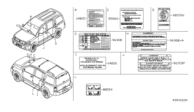 2007 Nissan Armada Caution Plate & Label Diagram 1