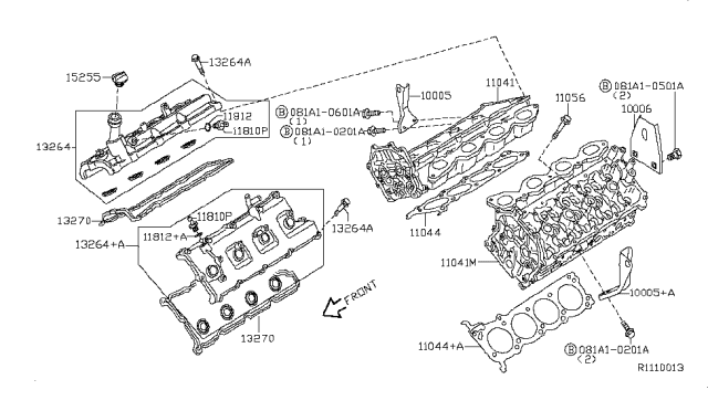 2008 Nissan Armada Head Assy-Cylinder Diagram for 11040-ZE00A