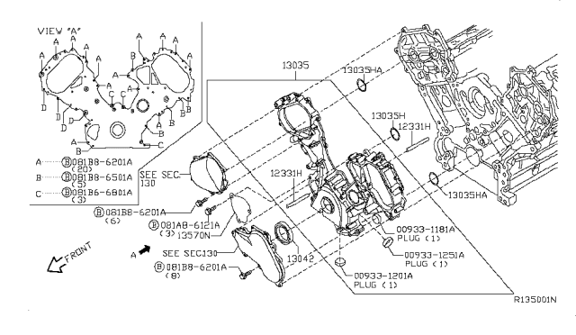 2012 Nissan Armada Front Cover,Vacuum Pump & Fitting Diagram