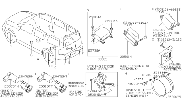 2004 Nissan Armada Sensor-Side AIRBAG Center Diagram for 98820-7S680