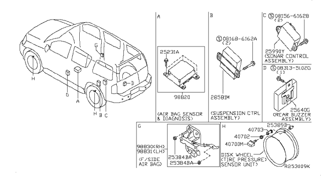 2014 Nissan Armada CONTROLASSY-SONAR Diagram for 28532-ZZ50A