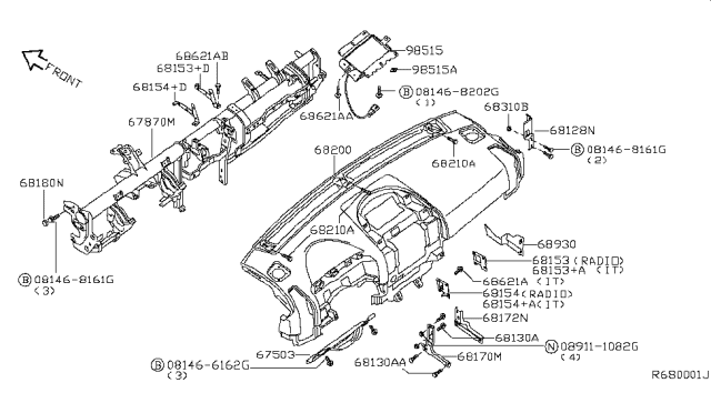 2004 Nissan Armada Air Bag Assist Module Assembly Diagram for 98515-7S700