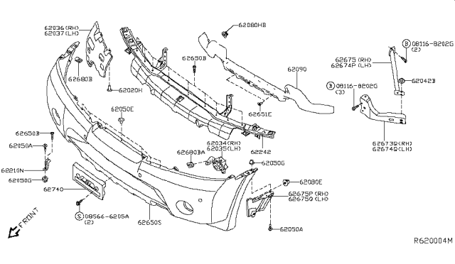 2008 Nissan Armada Front Bumper Diagram 4