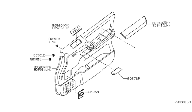 2011 Nissan Armada Front Door Trimming Diagram 1