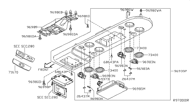 2005 Nissan Armada Roof Console Diagram 1