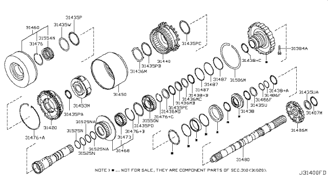 2007 Nissan Armada Hub Assembly - High & Low, Clutch Diagram for 31551-90X0A