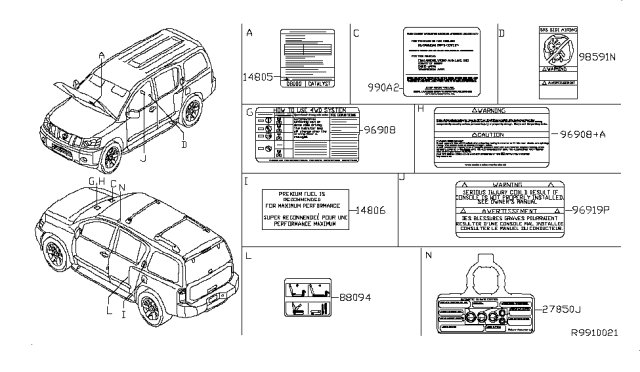 2006 Nissan Armada Caution Plate & Label Diagram 1