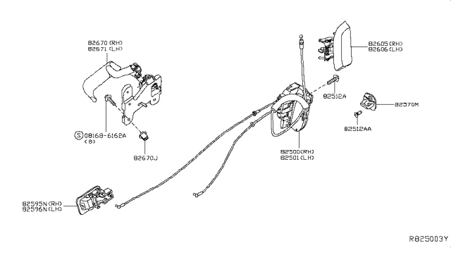 2014 Nissan Armada Rear Door Lock & Handle Diagram 2