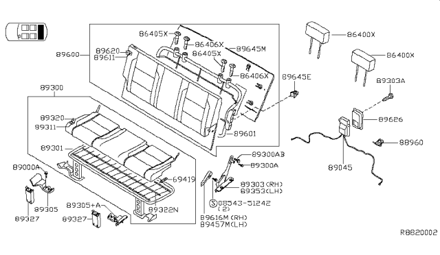 2004 Nissan Armada Hinge Assembly-3RD Seat,RH Diagram for 89303-7S000