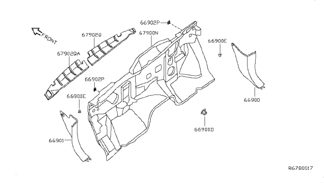 2007 Nissan Armada Finisher-Dash Side,RH Diagram for 66900-ZC002