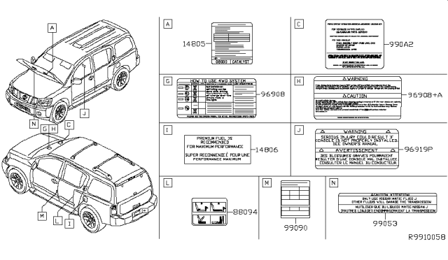 2013 Nissan Armada Caution Plate & Label Diagram 2