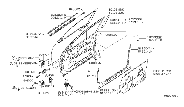 2009 Nissan Armada Screen Sealing Diagram for 80860-ZW00A