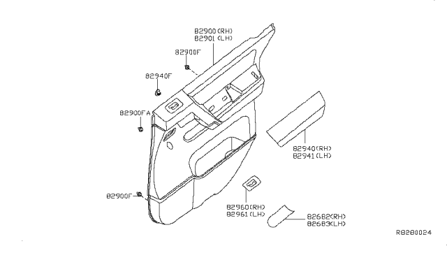 2012 Nissan Armada Rear Door Trimming Diagram