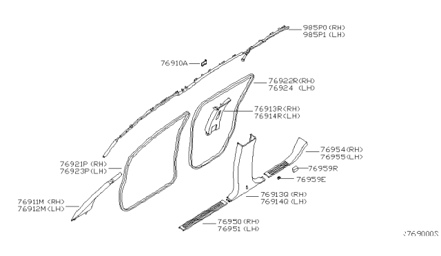 2004 Nissan Armada Body Side Trimming Diagram