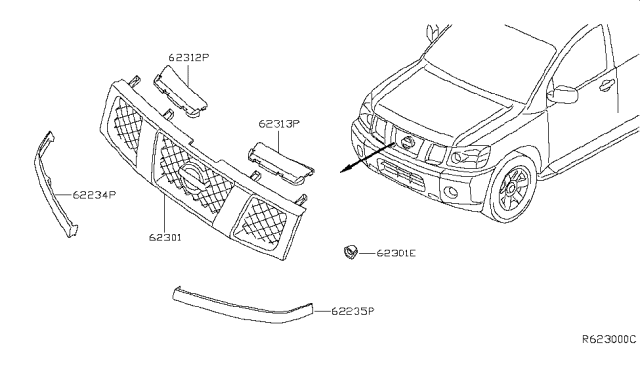 2008 Nissan Armada Front Grille Diagram 2