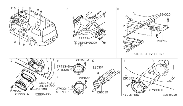 2004 Nissan Armada Speaker Unit Diagram for 28156-8J000