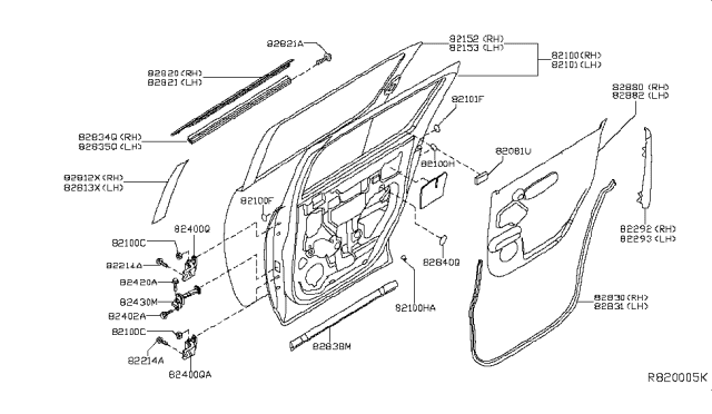 2014 Nissan Armada Rear Door Panel & Fitting Diagram 2